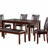 Harlow 6-Piece Padded Dining Set With Bench -Living Room Furniture Store 810321491 2