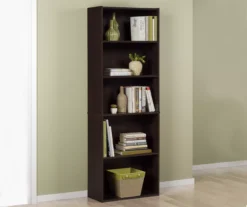 Dark Russet Brown 5-Shelf Bookcase -Living Room Furniture Store 810367636 3