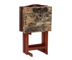 Williams 4-Piece Faux Marble Tray Table Set 20 Williams 4-Piece Faux Marble Tray Table Set -Living Room Furniture Store 810386282 A0 5