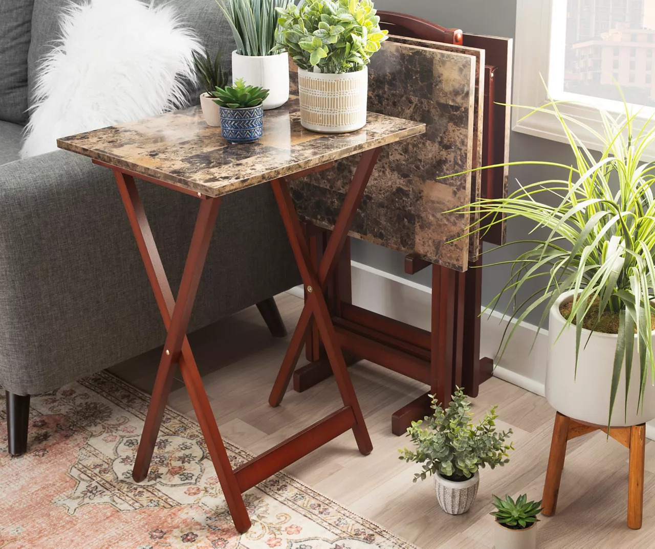 Williams 4-Piece Faux Marble Tray Table Set 10 Williams 4-Piece Faux Marble Tray Table Set - Image 8