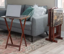 Williams 4-Piece Faux Marble Tray Table Set 24 Williams 4-Piece Faux Marble Tray Table Set -Living Room Furniture Store 810386282 A0 9