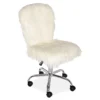 Taylor White Faux Fur Armless Office Chair -Living Room Furniture Store 810386283