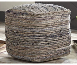 Absalom Natural Chenille Pouf -Living Room Furniture Store 810389289 3