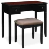 Shirley Black Cherry Mirror Vanity Set With Stool -Living Room Furniture Store 810389408 1