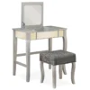 Betty Silver Mirror Vanity Set With Stool 1 Betty Silver Mirror Vanity Set With Stool -Living Room Furniture Store 810389504 1