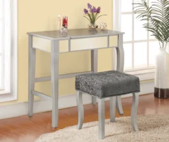 Betty Silver Mirror Vanity Set With Stool -Living Room Furniture Store 810389504 4