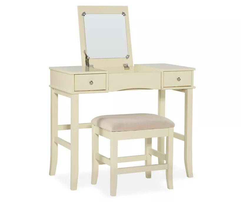 Caroline Cream Mirror Vanity Set With Stool 3 Caroline Cream Mirror Vanity Set With Stool
