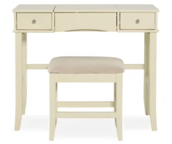 Caroline Cream Mirror Vanity Set With Stool 12 Caroline Cream Mirror Vanity Set With Stool -Living Room Furniture Store 810389506 2
