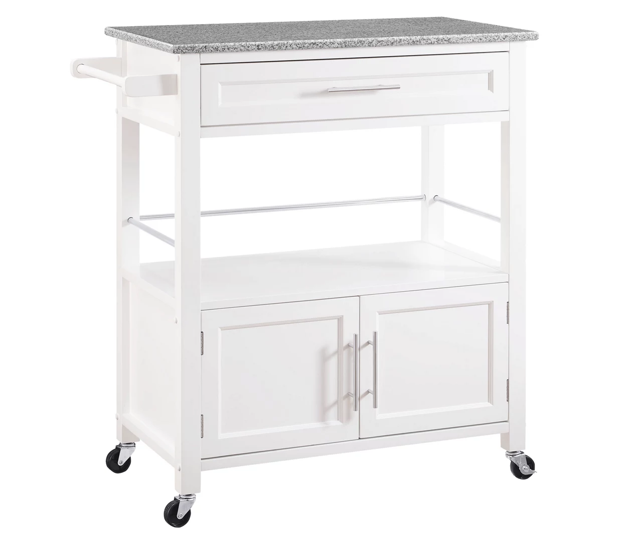 White Double Door Kitchen Cart With Granite Top 4 White Double Door Kitchen Cart With Granite Top - Image 2