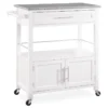 White Double Door Kitchen Cart With Granite Top -Living Room Furniture Store 810389516 1