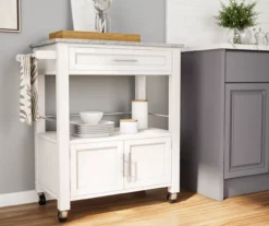 White Double Door Kitchen Cart With Granite Top 10 White Double Door Kitchen Cart With Granite Top -Living Room Furniture Store 810389516 2