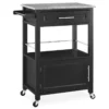 Ree Black Granite Top Kitchen Cart With Storage -Living Room Furniture Store 810389519 2