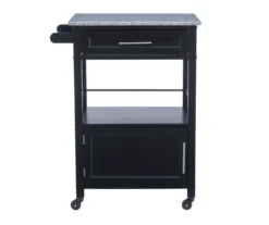 Ree Black Granite Top Kitchen Cart With Storage 16 Ree Black Granite Top Kitchen Cart With Storage -Living Room Furniture Store 810389519 A0 2