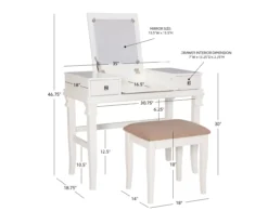 Martha Mirror Vanity Set With Stool 37 Martha Mirror Vanity Set With Stool -Living Room Furniture Store 810389524 A8