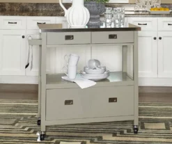 Gray Steel Top Kitchen Cart With Drawers -Living Room Furniture Store 810389532 3