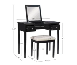 Black Butterfly Mirror Vanity Set With Stool 25 Black Butterfly Mirror Vanity Set With Stool -Living Room Furniture Store 810389539 A8
