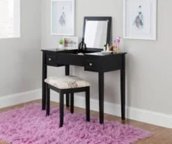 Black Butterfly Mirror Vanity Set With Stool 16 Black Butterfly Mirror Vanity Set With Stool -Living Room Furniture Store 810389539 B0 1