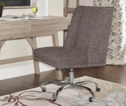 Charcoal Gray Square Back Office Chair With Nailhead Trim -Living Room Furniture Store 810389623 1