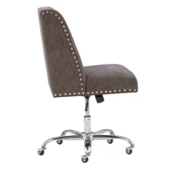 Charcoal Gray Square Back Office Chair With Nailhead Trim -Living Room Furniture Store 810389623 5
