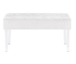 Marie Platinum Padded Glam Acrylic Bench -Living Room Furniture Store 810389624 A0 2