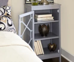 Ava Gray Geometric Single Door Cabinet -Living Room Furniture Store 810389657 1 1