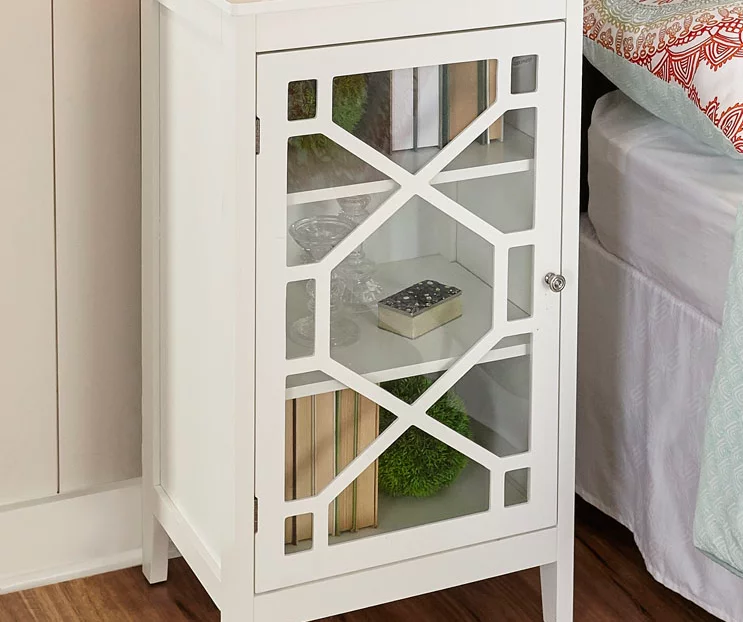 Ava White Geometric Single Door Cabinet 4 Ava White Geometric Single Door Cabinet - Image 2