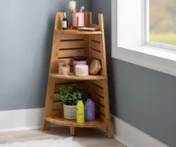 Pierce Bamboo 3-Tier Corner Shelf 15 Pierce Bamboo 3-Tier Corner Shelf -Living Room Furniture Store 810389691 B0
