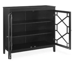 Ava Black Geometric 2-Door Cabinet -Living Room Furniture Store 810389696 2