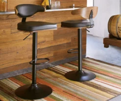 Bellatier Brown Low Back Adjustable Height Barstool -Living Room Furniture Store 810409020 1
