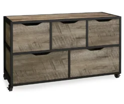 Rustic Rolling 5-Bin Storage Organizer