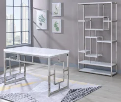 Alize Chrome Geometric Desk -Living Room Furniture Store 810422877 810422878 1