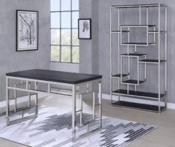 Alize Chrome Geometric Desk -Living Room Furniture Store 810422879 810422880