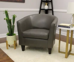 Windko Gray Faux Leather Tub Chair 9 Windko Gray Faux Leather Tub Chair -Living Room Furniture Store 810429853 2