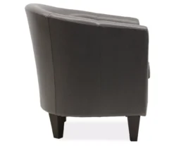 Windko Gray Faux Leather Tub Chair 8 Windko Gray Faux Leather Tub Chair -Living Room Furniture Store 810429853 3