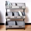Galvanized Metal 3-Tier Storage Shelf -Living Room Furniture Store 810450734 1
