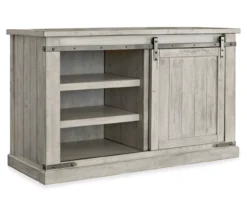 Carynhurst Whitewash Sliding Barn Door TV Stand 7 Carynhurst Whitewash Sliding Barn Door TV Stand -Living Room Furniture Store 810458282 1