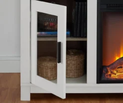 54" Bridgeport White Glass Door Electric Fireplace Console -Living Room Furniture Store 810465026 5
