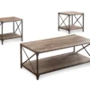 Rustic Metal & Wood 3-Piece Occasional Table Set -Living Room Furniture Store 810499786 2