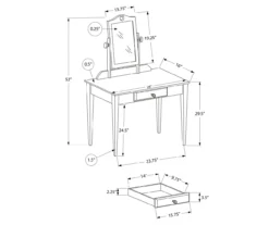 White Wood Vanity With Mirror -Living Room Furniture Store 810502793 3