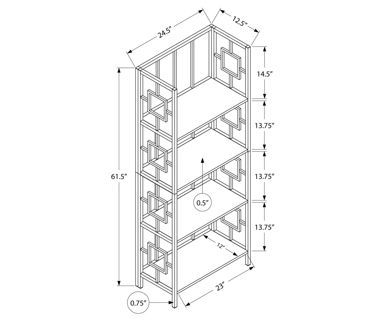Black Square 4-Shelf Bookcase 5 Black Square 4-Shelf Bookcase - Image 3