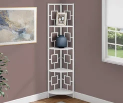 White Square 4-Shelf Corner Bookcase -Living Room Furniture Store 810512902 1