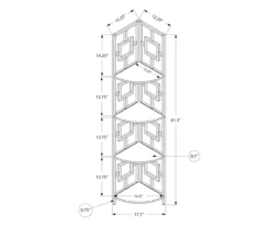 White Square 4-Shelf Corner Bookcase -Living Room Furniture Store 810512902 3