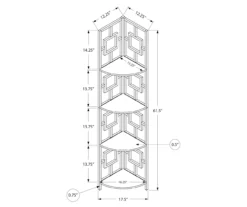 Dark Taupe Square 4-Shelf Corner Bookcase -Living Room Furniture Store 810512904 3