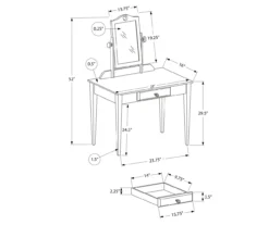 Pink Vanity Table With Mirror 9 Pink Vanity Table With Mirror -Living Room Furniture Store 810512906 3