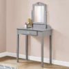 Gray Vanity Table With Mirror -Living Room Furniture Store 810512907 1
