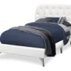 White Tufted Faux Leather Twin Upholstered Platform Bed -Living Room Furniture Store 810512926 2