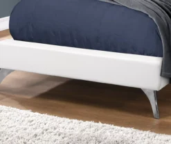 White Tufted Faux Leather Twin Upholstered Platform Bed -Living Room Furniture Store 810512926 4