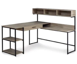Dark Taupe & Black L-Shaped Corner Desk