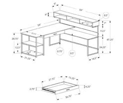 Dark Taupe & Black L-Shaped Corner Desk -Living Room Furniture Store 810512936 3