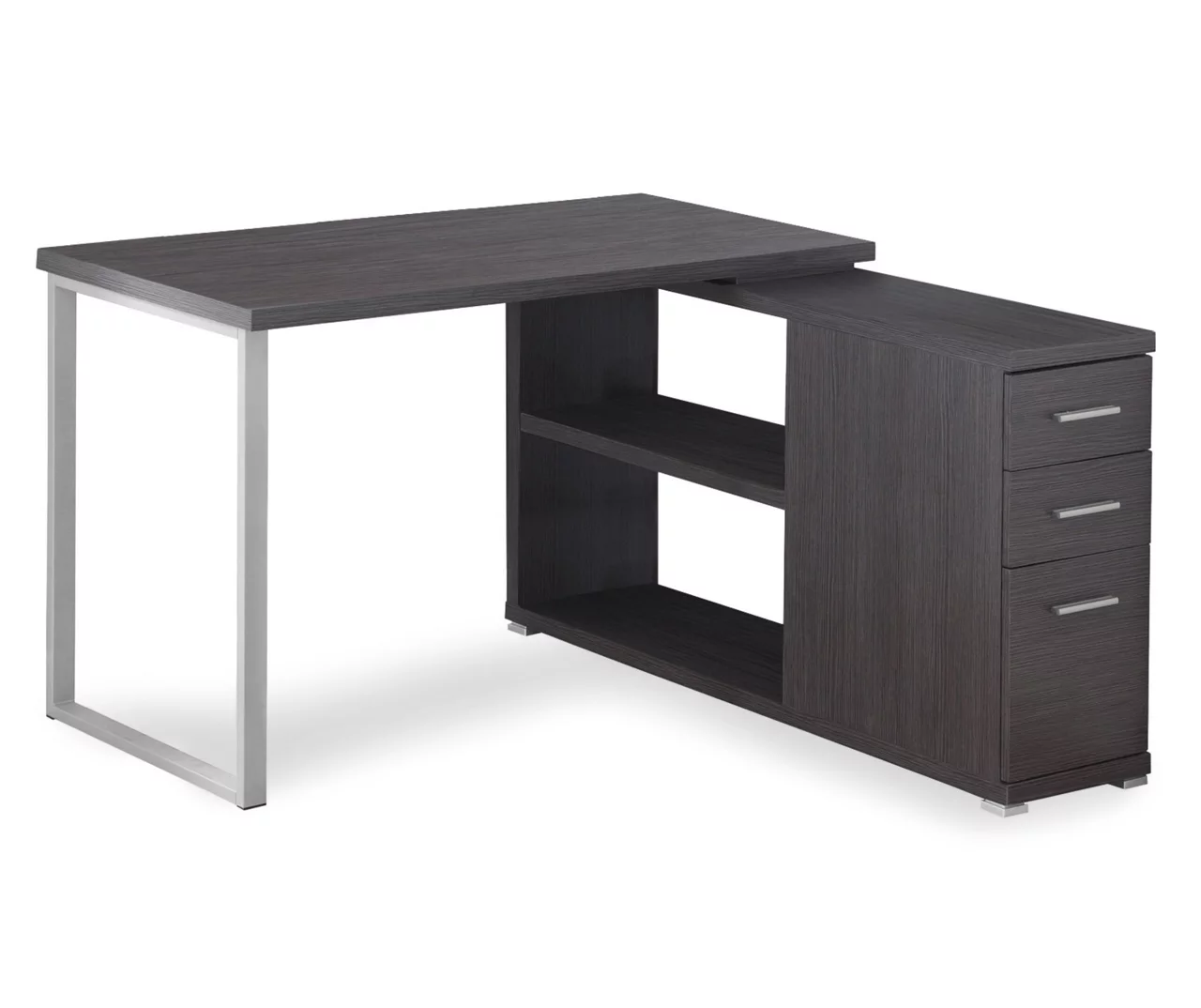 Gray Reversible L-Shaped Corner Desk 3 Gray Reversible L-Shaped Corner Desk
